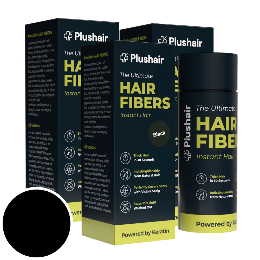 SET 3 paquetes de fibras capilares Plushair HAIR FIBERS – negro