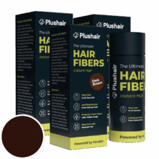 SET 3 paquetes de fibras capilares Plushair HAIR FIBERS - castaño oscuro