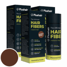 SET 3 paquetes de fibras capilares Plushair HAIR FIBERS - castaño medio